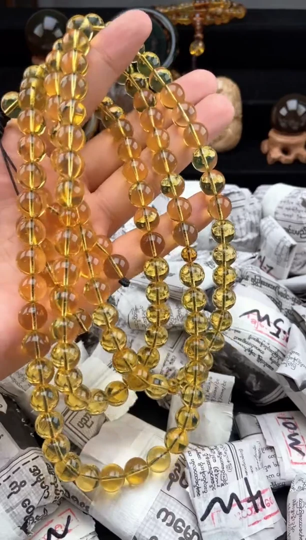 未镶嵌琥珀手链蓝珀108项链