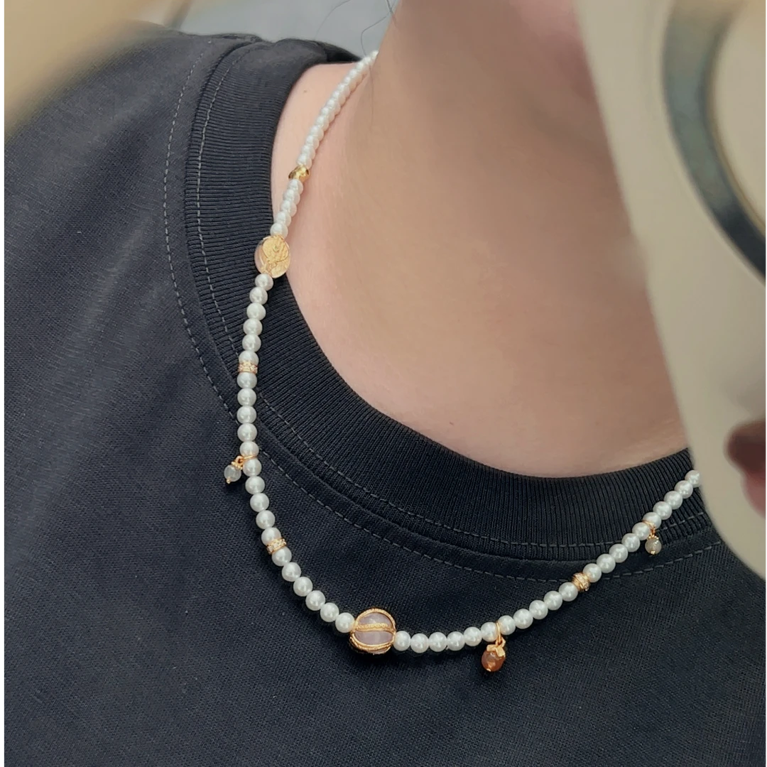 珍珠项链纯天然真品100%淡水小米珠DIY搭配设计款小香风珍珠项链