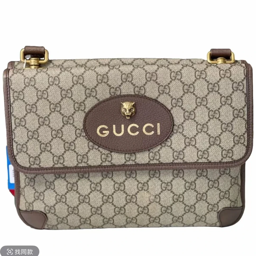 95新 GUCCI/古驰 【安则专属】老花双面虎头斜挎包