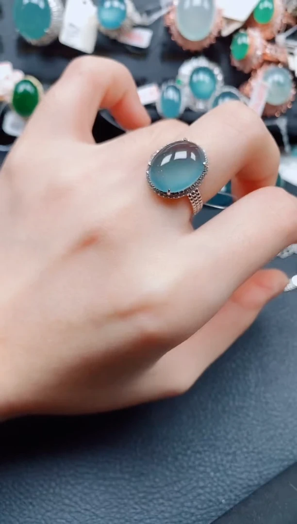 银S925镶嵌戒指翡翠翡翠