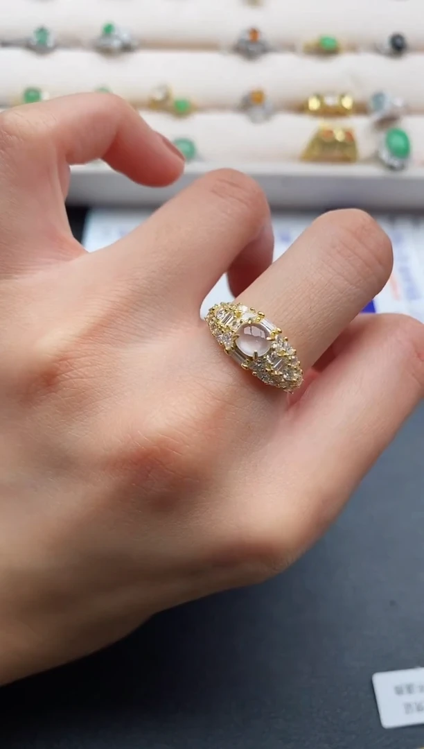 银S925镶嵌戒指翡翠8888888+2