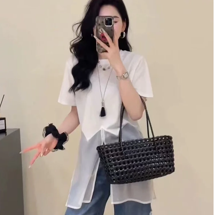 （2669T恤 ）网纱拼接T恤75