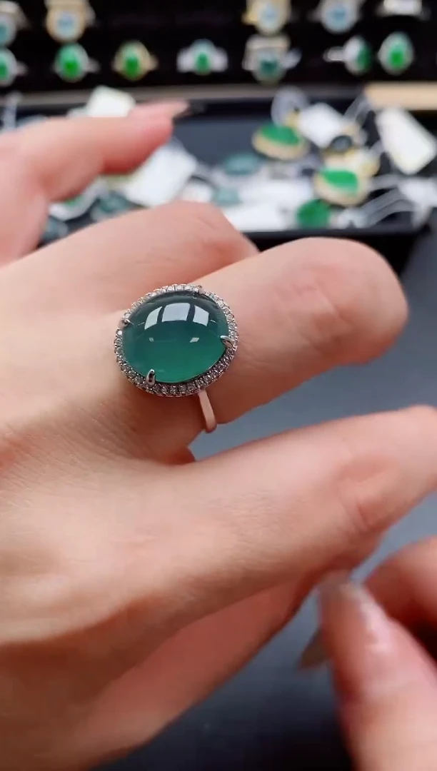 银S925镶嵌戒指翡翠1