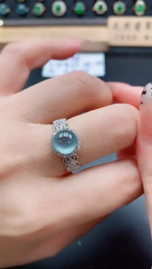 银S925镶嵌戒指翡翠1