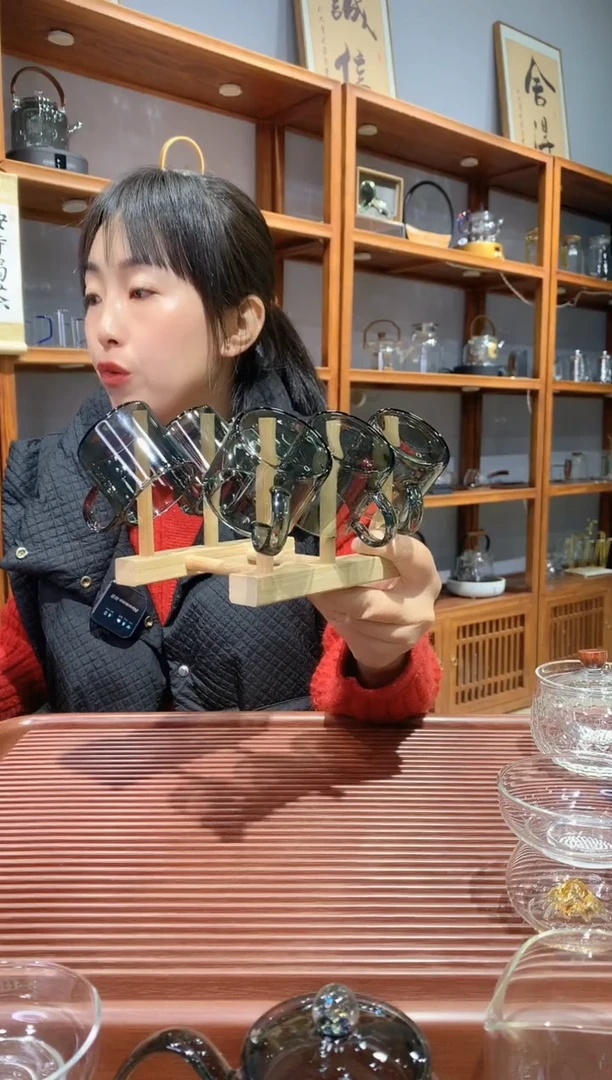 烟灰色6杯+木架子