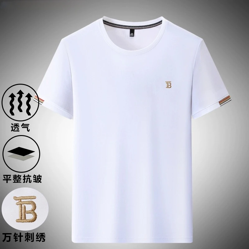 短袖t恤男士2025夏季薄款纯棉休闲时尚百搭圆领透气吸汗体恤上衣