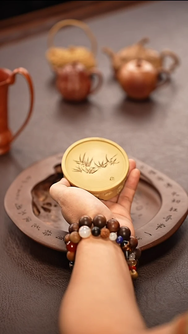 茶壶紫砂盖置竹节