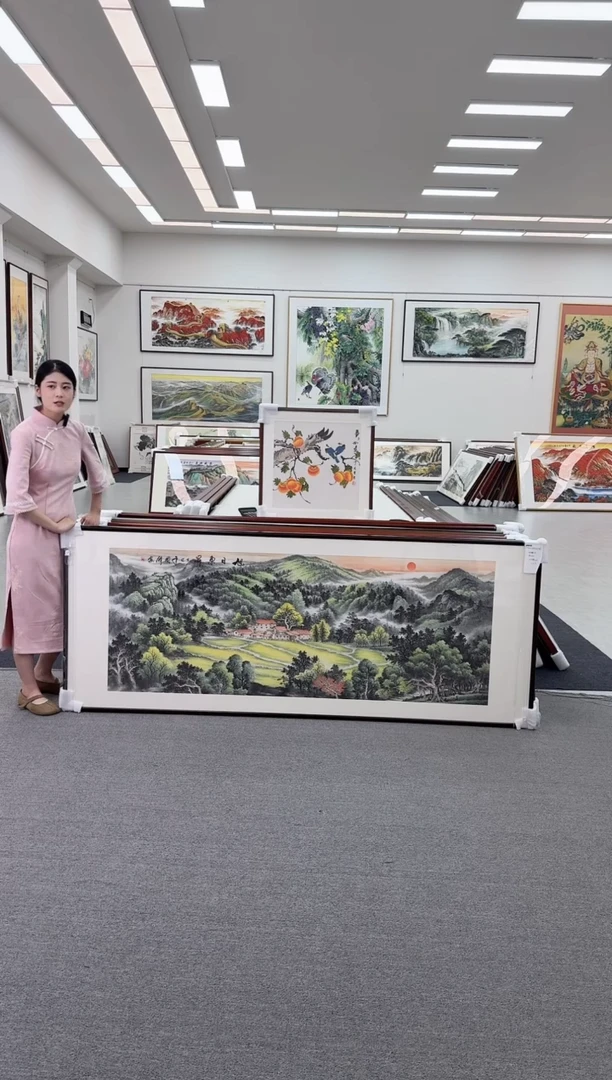 国画手绘现画   旭日东升  219*110
