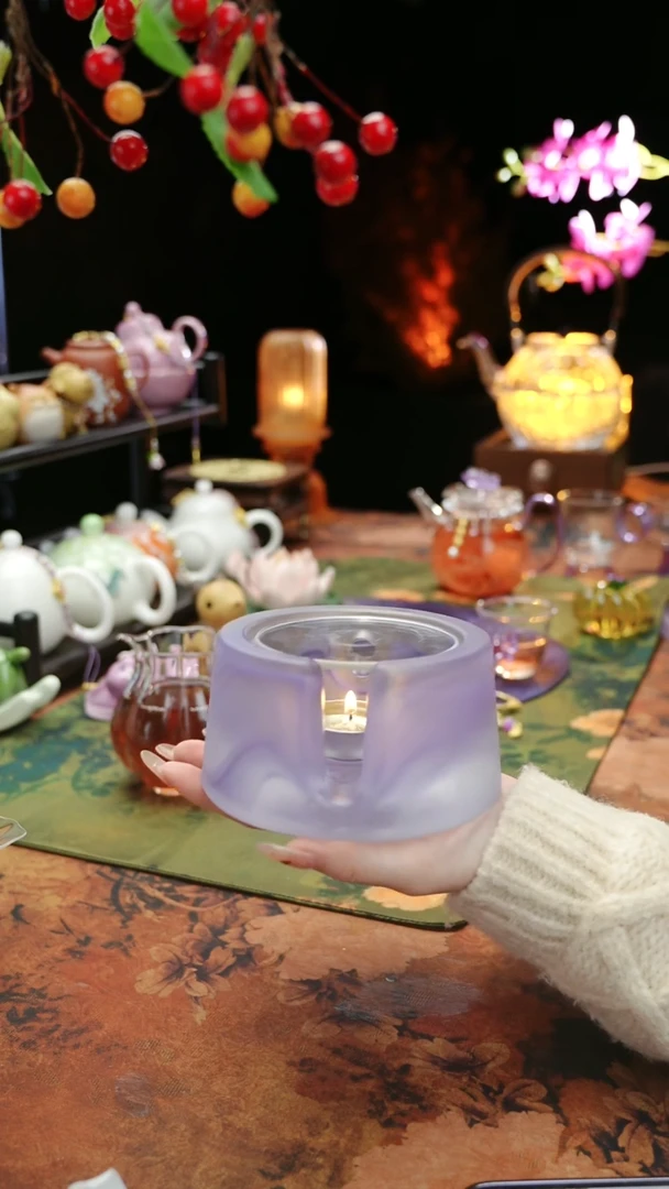 【闪购商品】紫色水晶琉璃蜡烛温茶台