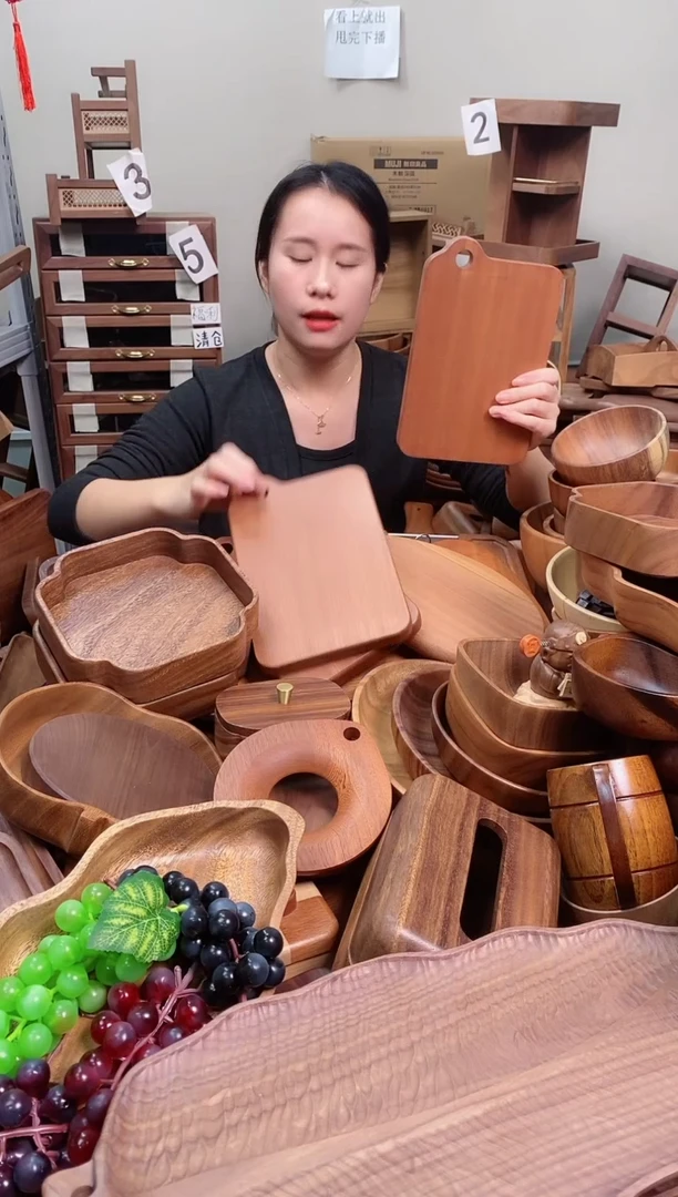 木 乌檀木长方圆孔小菜板25*16*2cm  A 直播间发