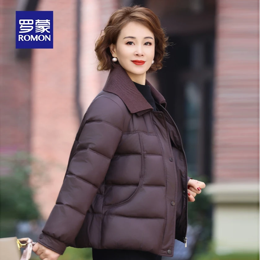 罗蒙加厚棉服女2025新款短款中年妈妈气质宽松洋气保暖棉衣外套女