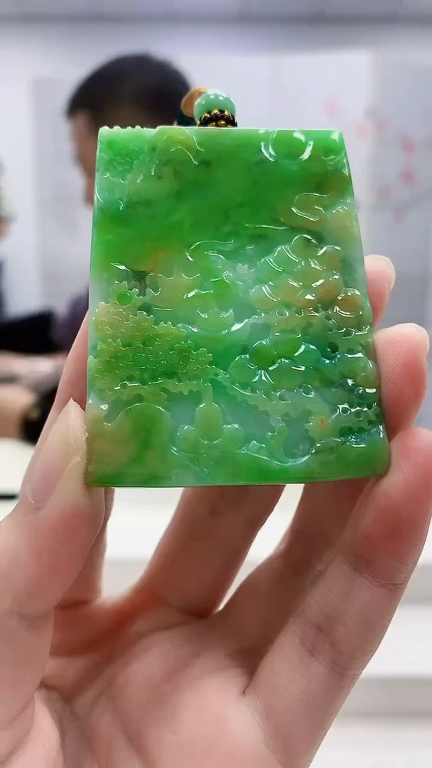 定制翡翠未镶嵌4898zm-毛货挂件200山水