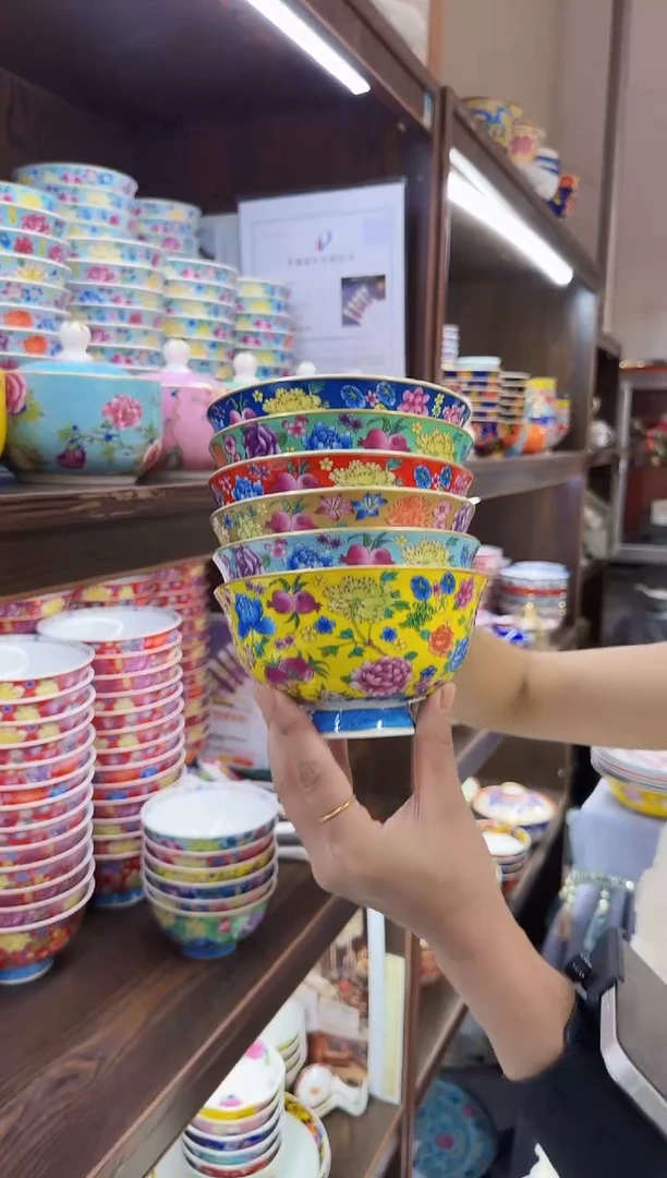珐琅5英寸饭碗6个景德镇餐具