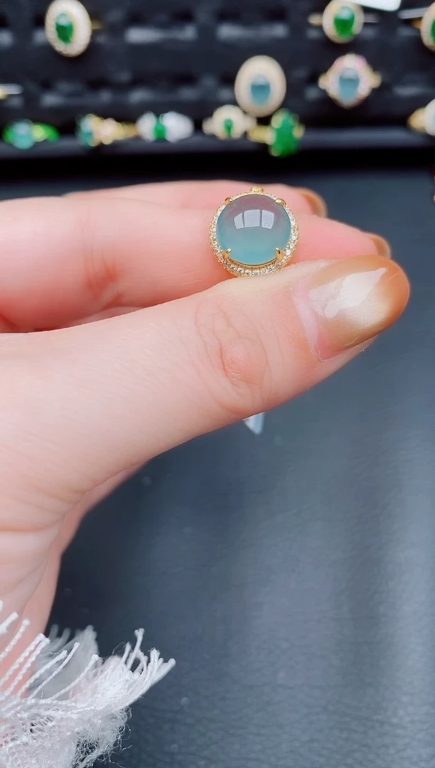 【闪购商品】翡翠戒指银S925镶嵌天然a货翡翠320