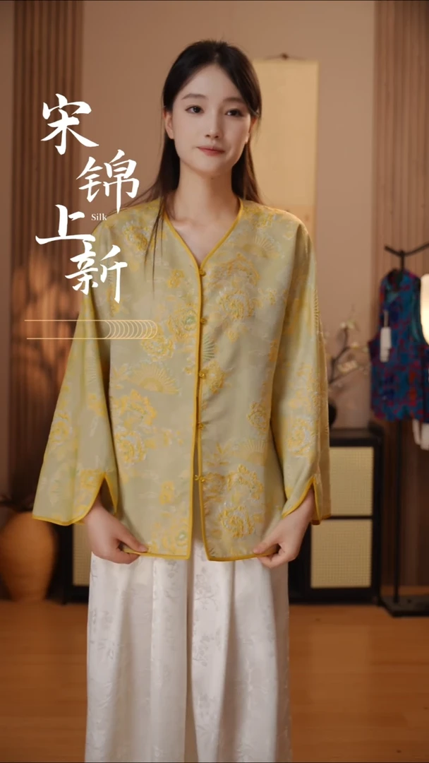 桑蚕丝三马3d罗黄色牡丹