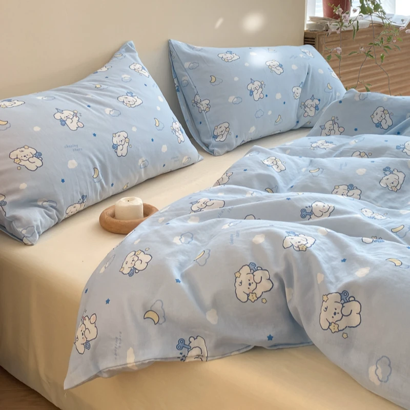 A类母婴级魔法小狗双层纱床上四件套纯棉100%全棉被套床单床笠1.8