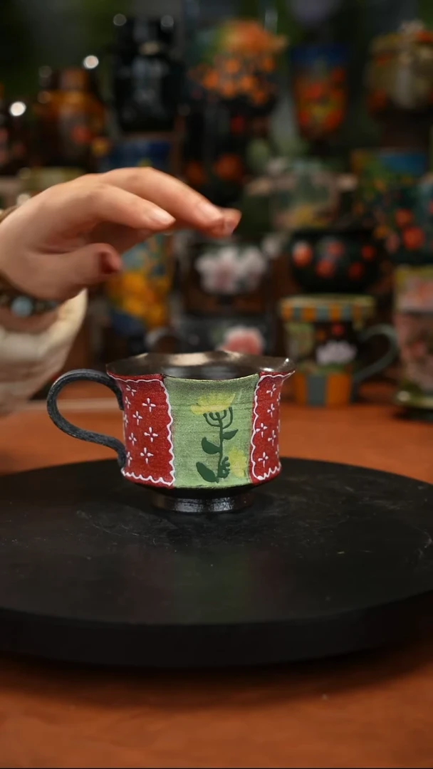 紫砂油画手绘 釉下彩