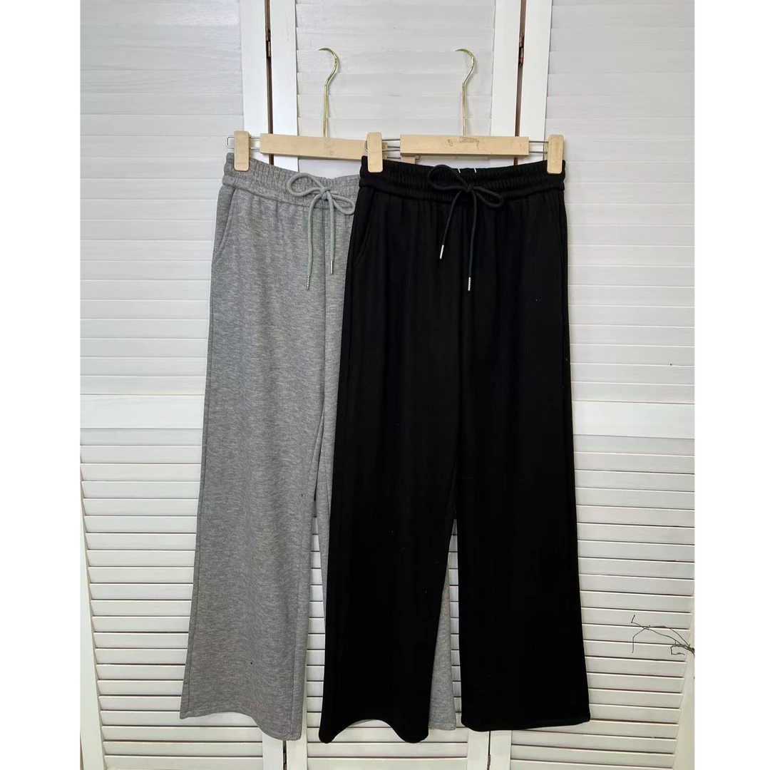 9033加绒加厚松紧腰休闲裤女装气质显瘦百搭休闲裤