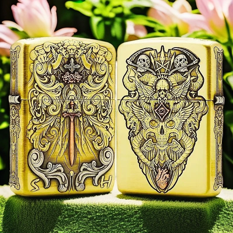 【老李推荐】zippo打火机天使审判黄铜盔甲五面满雕DYJ1