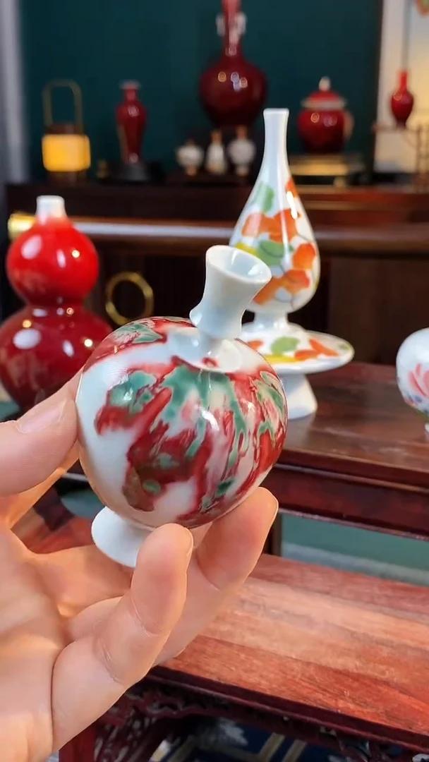 【闪购商品】摆件纯手工原创高温陶瓷〖红包翠釉里红〗