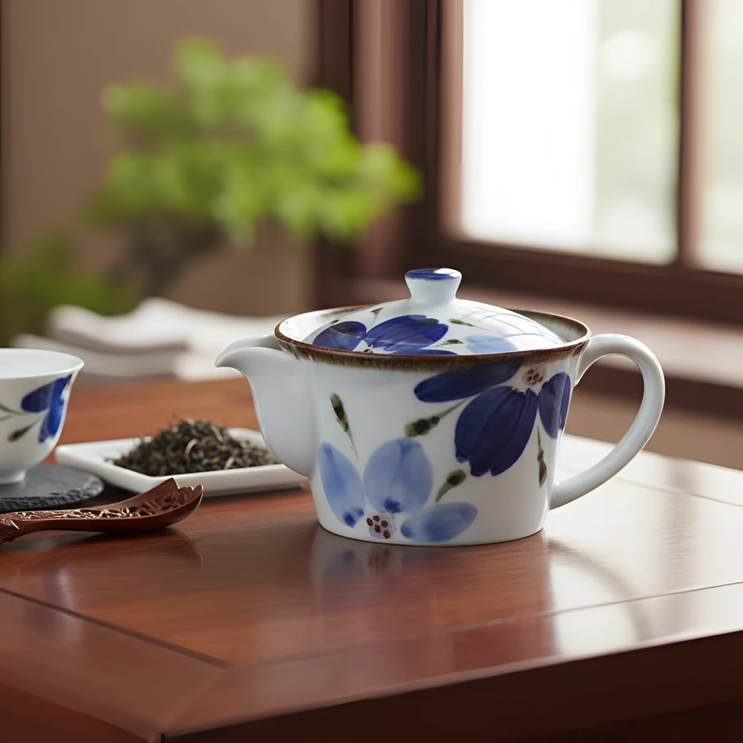 日本进口翔芳窑手绘家用高颜值水杯带滤网水壶马克杯复古早餐杯