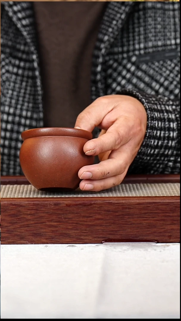 茶杯紫砂底槽青缸杯-084