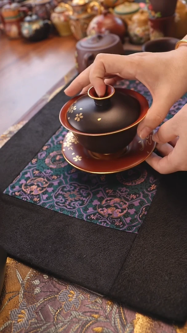 茶壶紫砂黑金盖碗