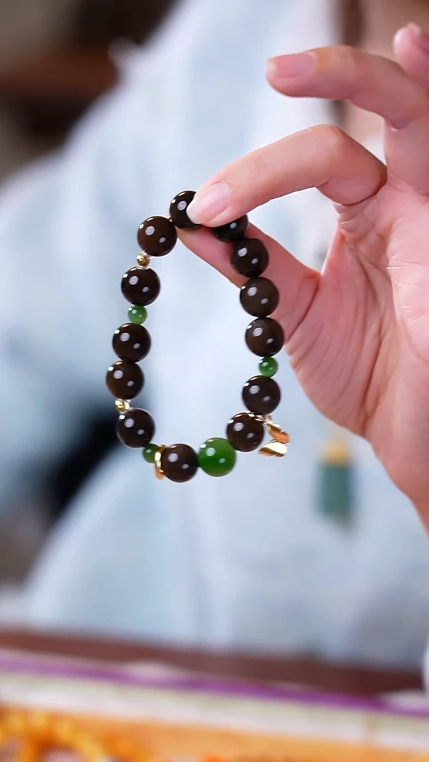 18K金镶嵌手串和田玉糖料【小涵专属】