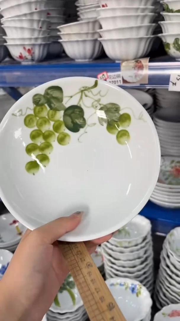 瓷片景德镇高温陶瓷食品级手绘釉中彩-圆深盘