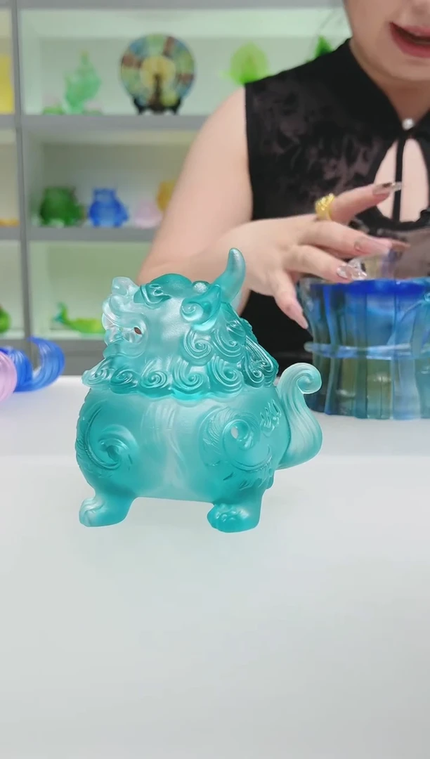 手工艺品琉璃古法琉璃中号狻猊香炉