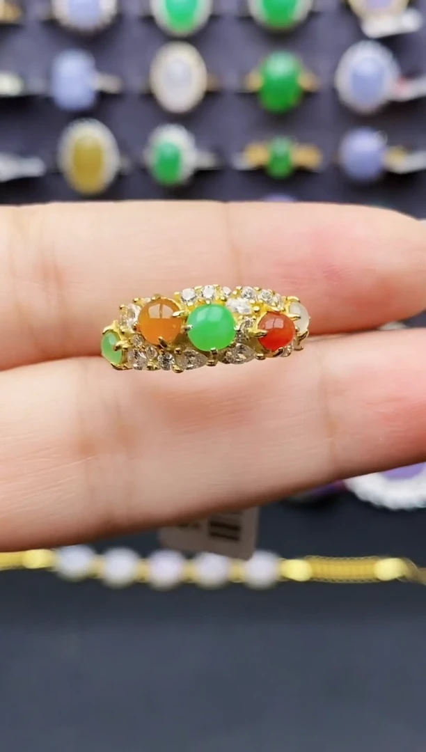 银S925镶嵌戒指翡翠0863