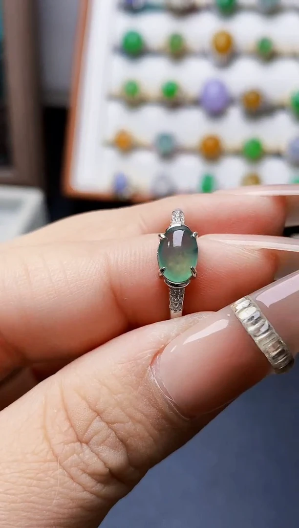 银S925镶嵌戒指翡翠4202