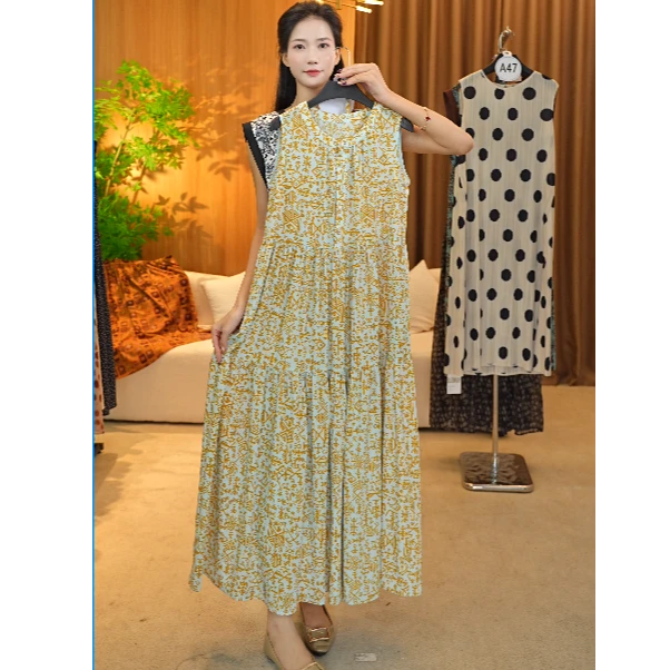 【编码32】夏季显瘦时尚镂空气质碎花短袖国风连衣裙2733