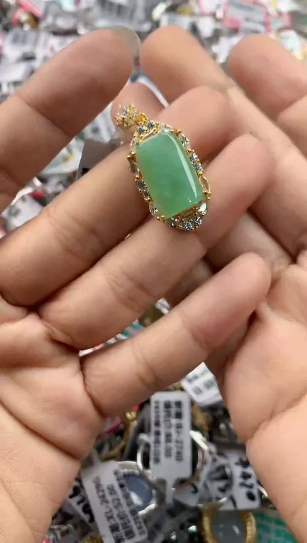银S925镶嵌戒指翡翠888----9
