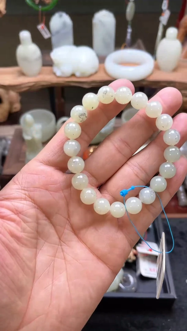 【闪购商品】和田玉手串未镶嵌卡10且末青花圆珠9007132