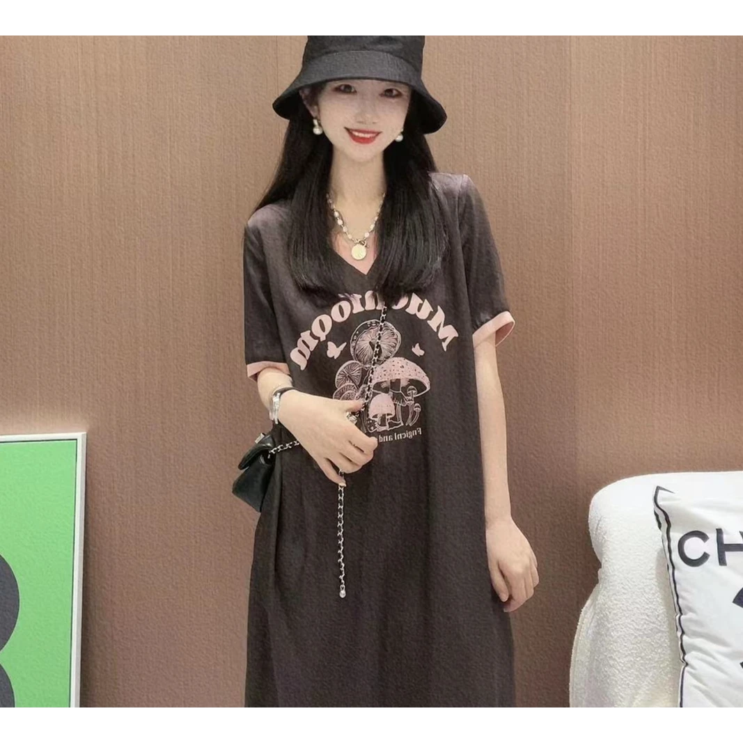 【小蘑菇字母】CHUN家夏款气质轻奢宽松桑蚕丝双乔连衣裙