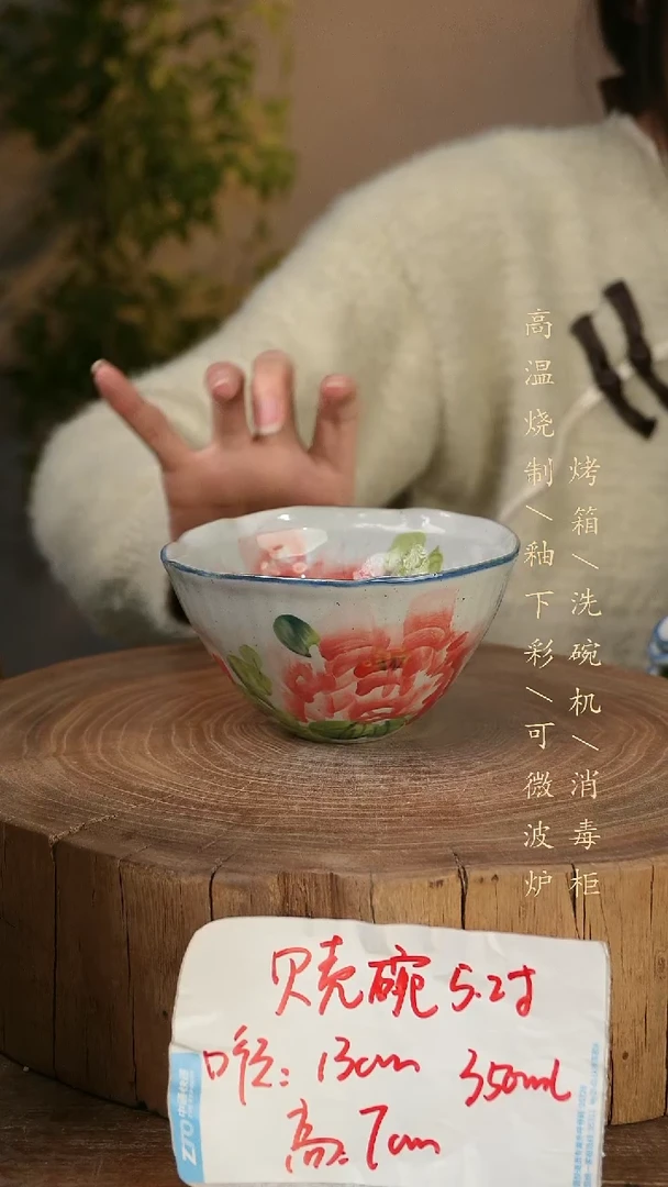 碗瓷景德镇手工手绘高温瓷釉下彩