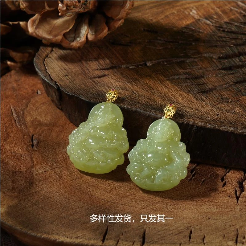 【香掌柜】18K黄和田玉黄口黄财神吊坠【多样性发货，发一件】