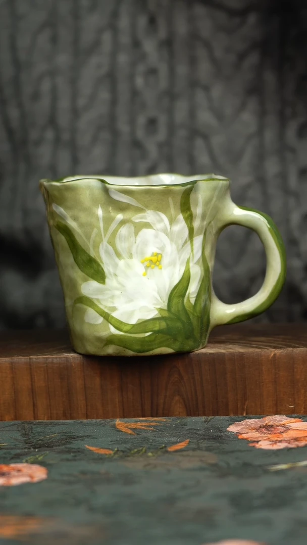 杯釉下彩手工手绘同款陶器