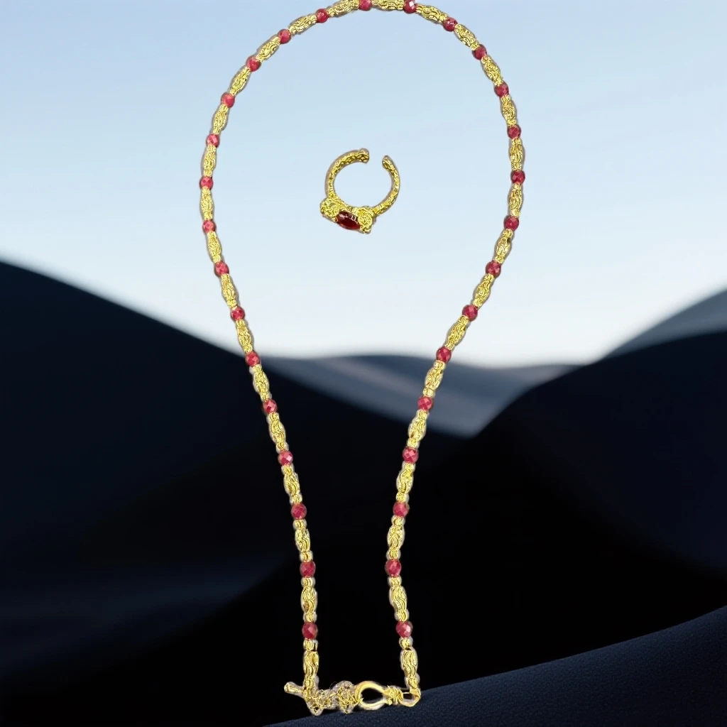 【小雨专属】精致时尚培育红宝石项链和戒指合金 DH65095