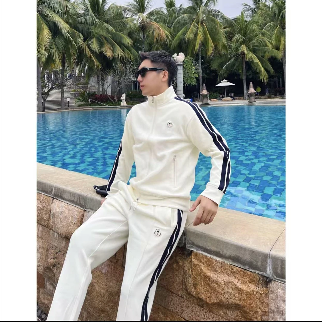 【海岛椰树】25ss秋季珠地棉休闲织带百搭时尚简约运动套装外套裤子