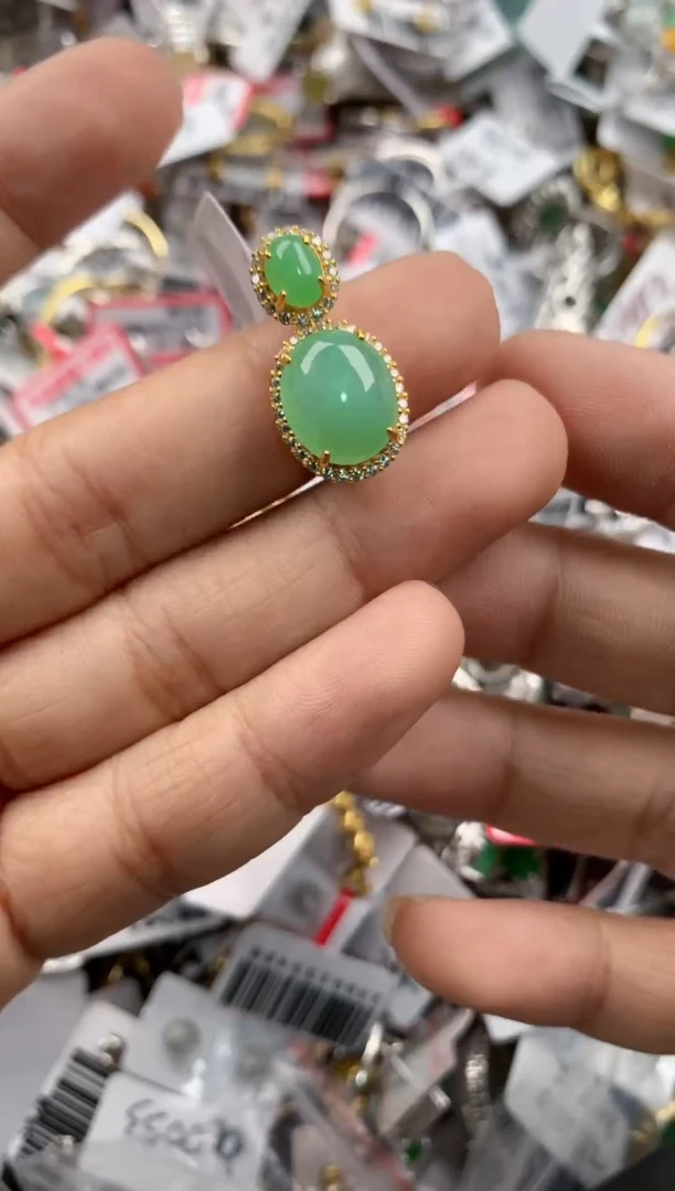 银S925镶嵌戒指翡翠444----3