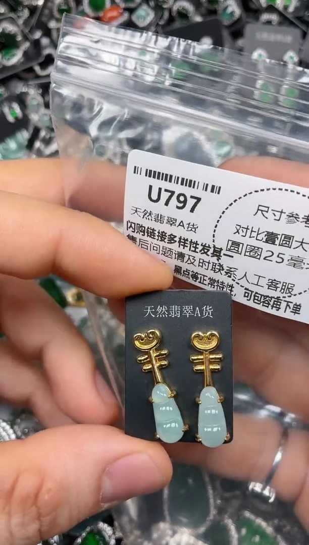 颈饰未镶嵌翡翠U797耳钉