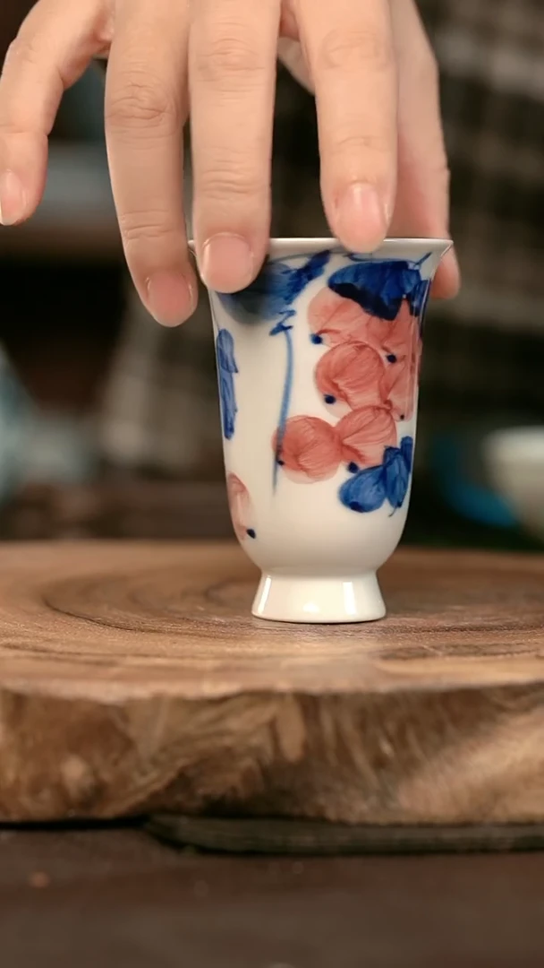 手绘 高温现代瓷   气窑 葡萄闻香杯90C