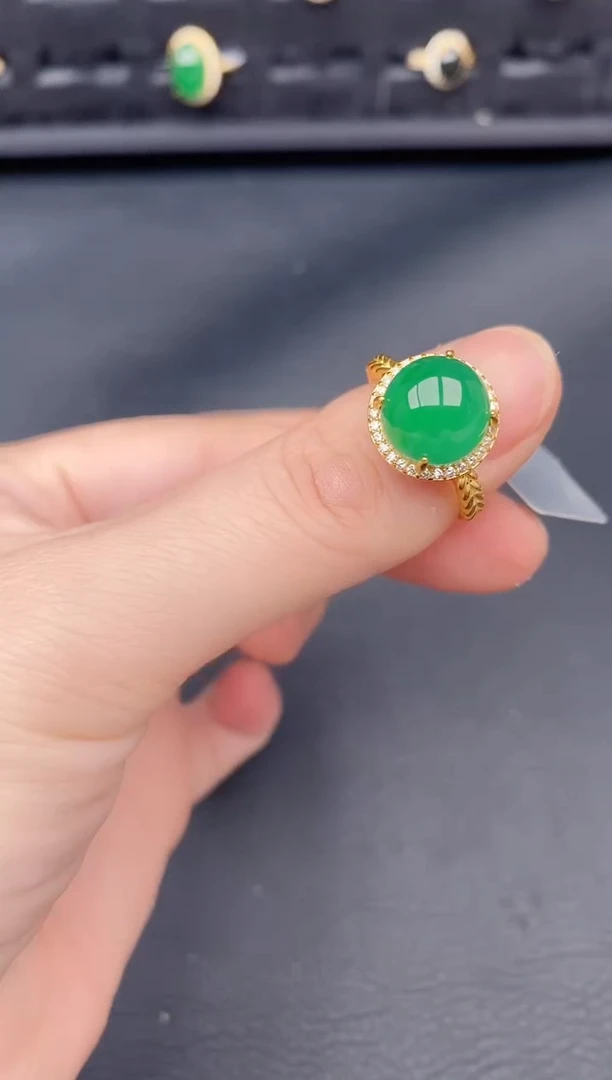 银S925镶嵌戒指翡翠天然a货翡翠254