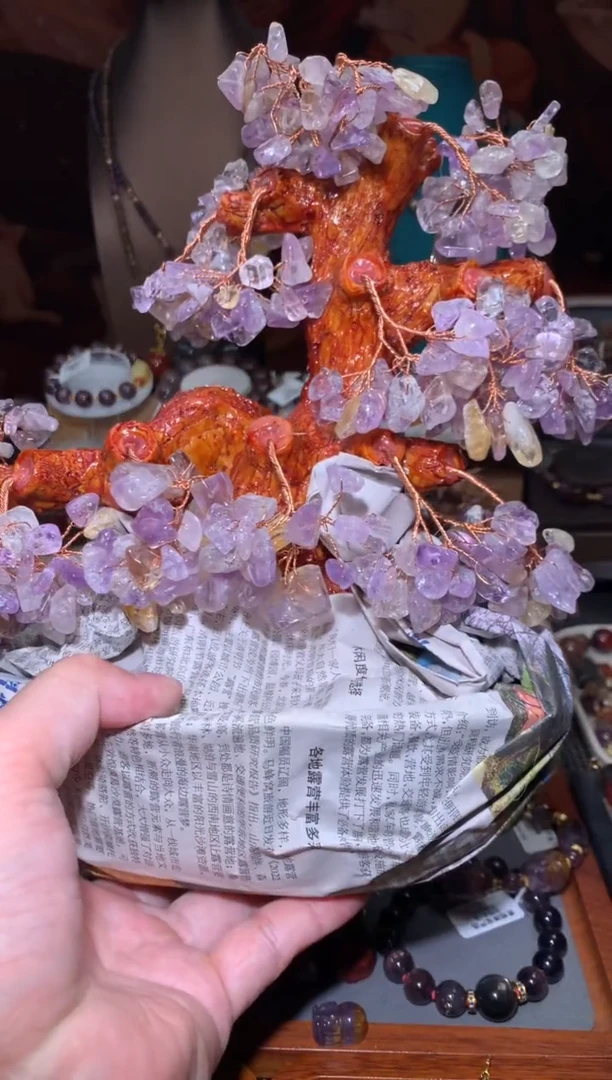 未镶嵌珠宝半成品水晶福***水晶树摆件