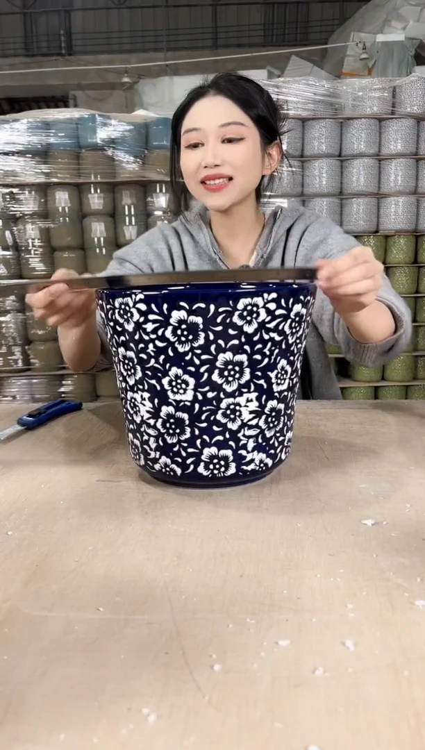 【闪购商品】陶瓷收腰蓝白花大号25x22