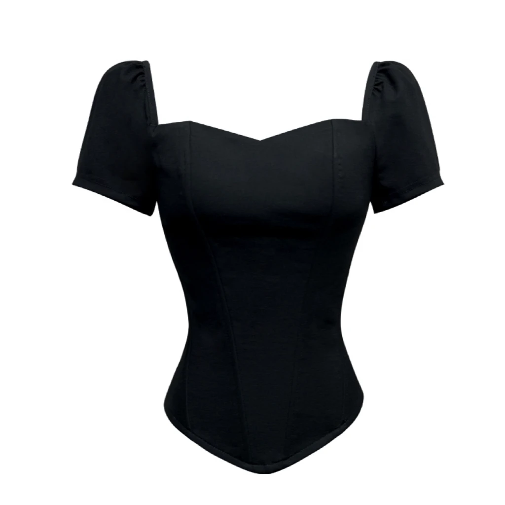 BETTER ME 短袖性感立体鱼骨束身抹胸修身背心显瘦内搭露肩上衣