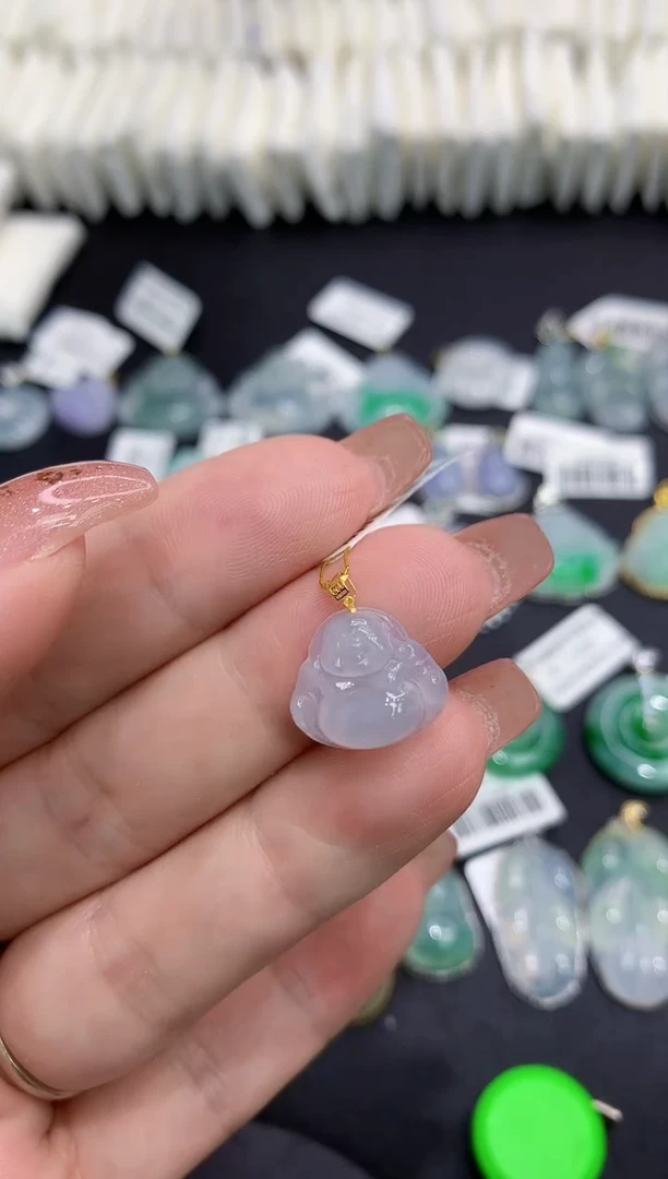 吊坠(不含链)18K金镶嵌翡翠111