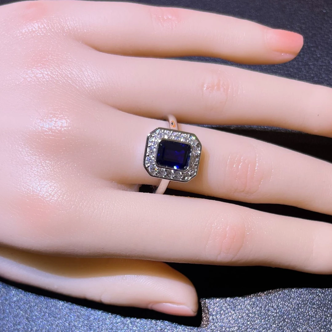 【皇家蓝】S925银天然斯里兰卡皇家蓝蓝宝石戒指A0005